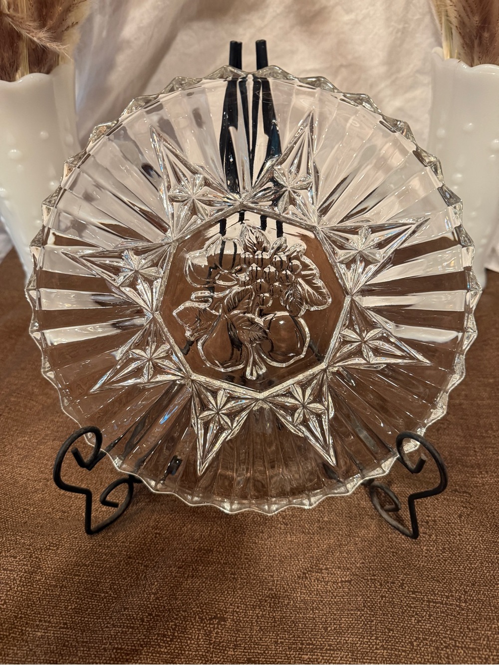 Federal Glass Pioneer Clear Fruit Plate 6” Starburst Pattern